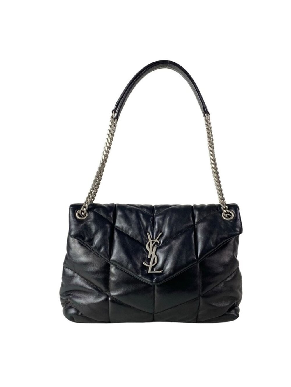 Saint Laurent Paris Shoulder Bag Loulou Puffer Medium Black Chain Leather